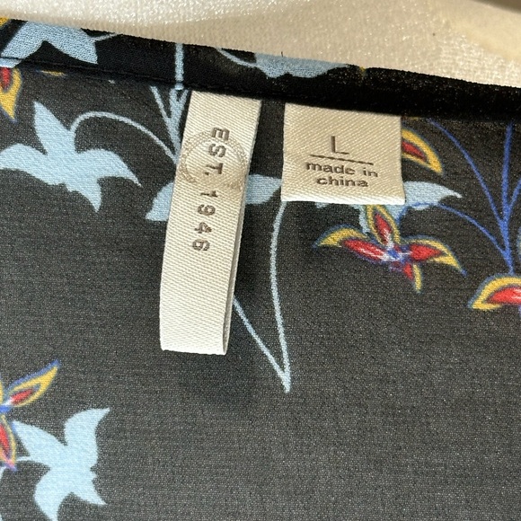 Blue and Black Floral Botanical Kimono Large - Picture 5 of 5